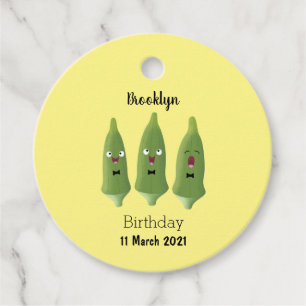 Étiquettes Cadeau Caricature de légumes de l'okra chantante mignonne