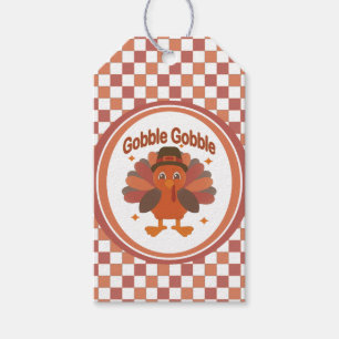 Étiquettes-cadeau Caricature de Turquie Thanksgiving - "Gobble Gobbl