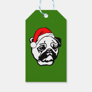 Étiquettes-cadeau Carlin avec Noël Santa Hat