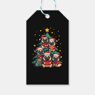 Étiquettes-cadeau Carlins de chien Noël Arbre mou Noël (3)