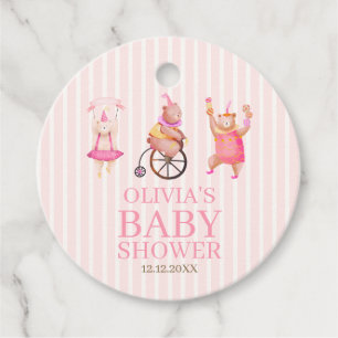 Étiquettes Cadeau Carnaval de cirque rose mignon Teddy Bear Baby sho