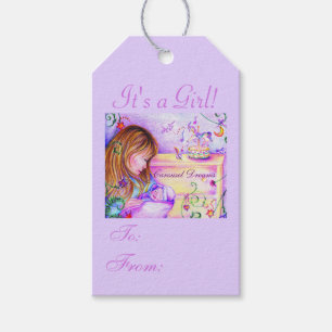 Étiquettes-cadeau Carousel Dreams C'est une fille ! Balise Cadeau po