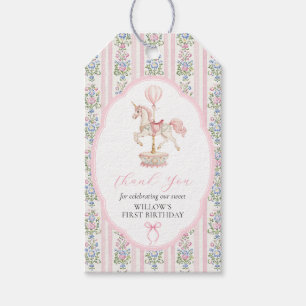 Étiquettes-cadeau Carousel Rose Premier Anniversaire
