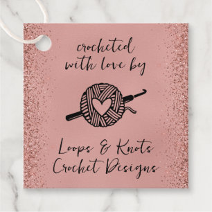 Étiquettes Cadeau Carré au crochet fait avec amour