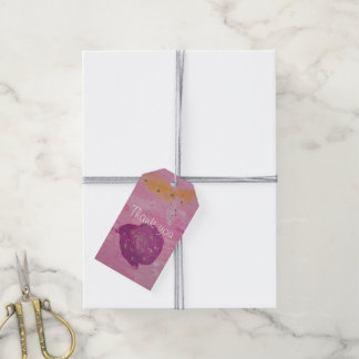 Étiquettes-cadeau Carré d'anniversaire aquarelle rose galaxie cosmiq
