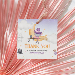 Étiquettes Cadeau Carré de fête d'anniversaire de la sorcière mignon