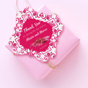 Étiquettes Cadeau Carreaux Fuchsia Majolica magenta personnalisés