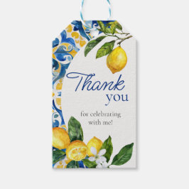 Étiquettes-cadeau Carreaux méditerranéens Lemon merci Anniversaire