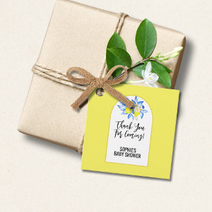 Étiquettes Cadeau Carrelage bleu italien, Ciao Baby, Citron jaune