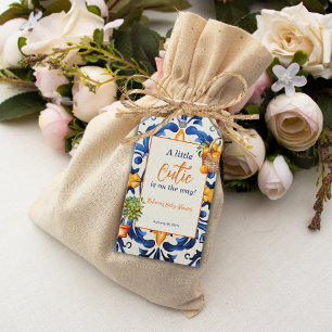 Étiquettes-cadeau Carrelage bleu italien Cutie Orange Citrus Baby sh