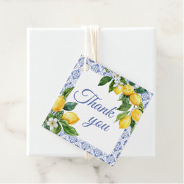 Étiquettes Cadeau Carrelage bleu méditerranéen Baby shower citron Me