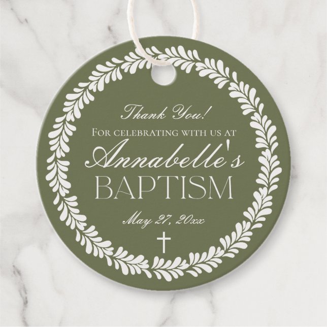 Étiquettes Cadeau Carrelage Talavera Vert Espagne Fiesta Cercle Bapt (Devant)