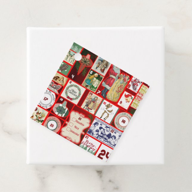 Étiquettes Cadeau Carrés de l'illustration de Noël (En situation)