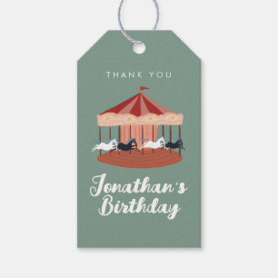 Étiquettes-cadeau Carrousel rose aquarelle Merci d'anniversaire
