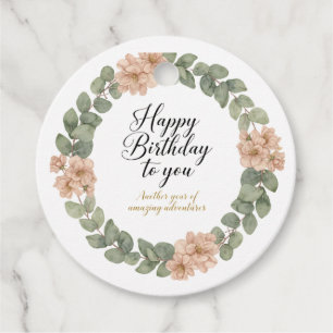 Étiquettes Cadeau Carte d'anniversaire élégante à l'aquarelle avec d