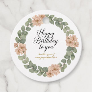 Étiquettes Cadeau Carte d'anniversaire élégante à l'aquarelle avec d