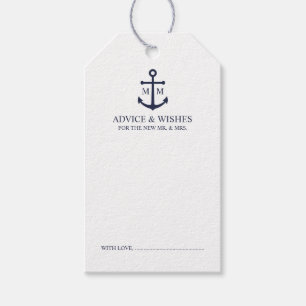 Étiquettes-cadeau Carte de conseil des Mariages d'Ancre bleu marine