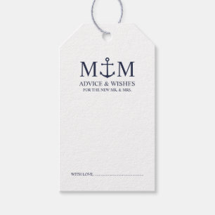 Étiquettes-cadeau Carte de conseil des Mariages d'Ancre bleu marine
