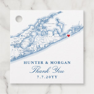 Étiquettes Cadeau Carte de Hamptons Montauk Marine Mariage bleu