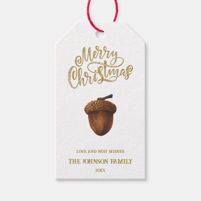 Étiquettes-cadeau Carte de Noël Eucalyptus Acorns (Devant)