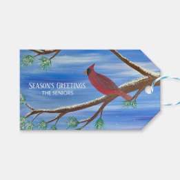 Étiquettes-cadeau Carte de Noël magnétique du Cardinal d'hiver