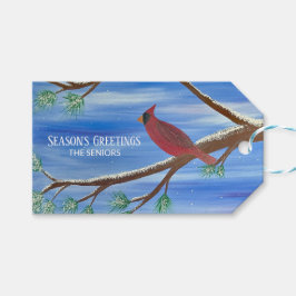 Étiquettes-cadeau Carte de Noël magnétique du Cardinal d'hiver