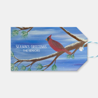 Étiquettes-cadeau Carte de Noël magnétique du Cardinal d'hiver