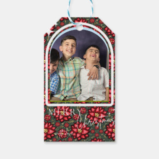 Étiquettes-cadeau Carte de Noël poinsettia personnalisée