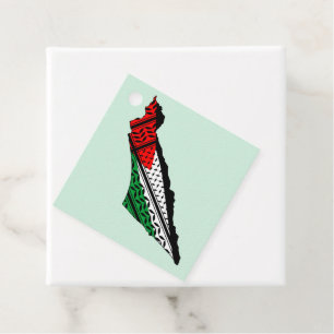 Étiquettes Cadeau Carte de Palestine avec drapeau et Motif Keffiyeg