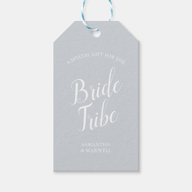 Étiquettes-cadeau Carte de proposition Grey Bridesmaid (Devant)