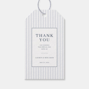 Étiquettes-cadeau Carte de remerciement aux élégantes rayures bleues