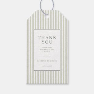 Étiquettes-cadeau Carte de remerciement aux élégantes rayures vertes