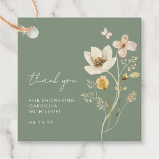 Étiquettes Cadeau Carte de remerciement de mariage champêtre vert sa