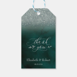 Étiquettes-cadeau Carte de remerciement élégante à paillettes vertes