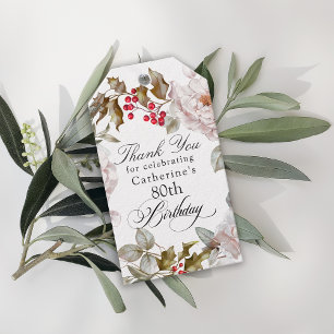 Étiquettes-cadeau Carte de remerciement élégante pour 80e anniversai