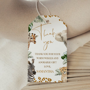 Étiquettes-cadeau Carte de remerciement pour Baby Shower Brown Safar