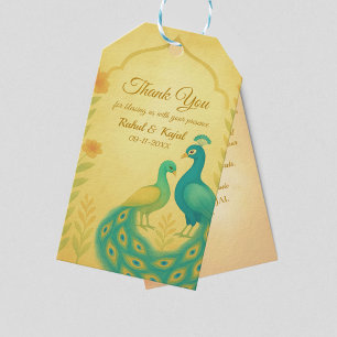 Étiquettes-cadeau Carte de remerciements de Mariage indien de paon F