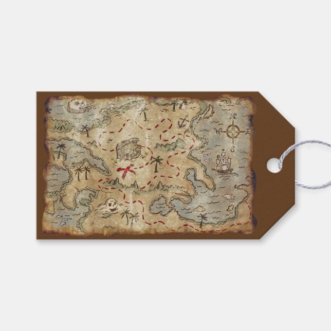 Étiquettes-cadeau Carte des trésors (Devant (Horizontal))