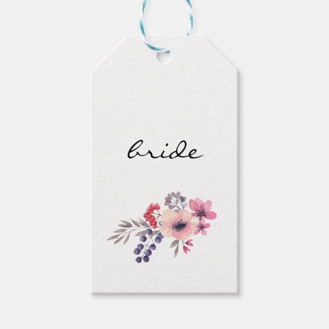 Étiquettes-cadeau Carte d'évaluation Mariage Fleur sauvage aquarelle (Devant)