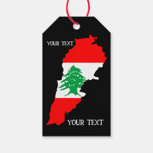 Étiquettes-cadeau Carte du Liban avec drapeau