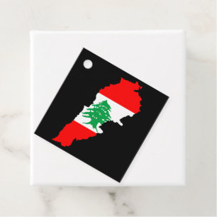 Étiquettes Cadeau Carte du Liban avec drapeau