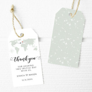 Étiquettes-cadeau Carte du monde de mariage de destination merci éti