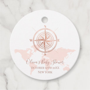 Étiquettes Cadeau Carte du monde Neutre Voyage Baby shower d'aventur