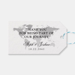 Étiquettes-cadeau Carte du monde Voyage Argent Merci Favoriser Tags