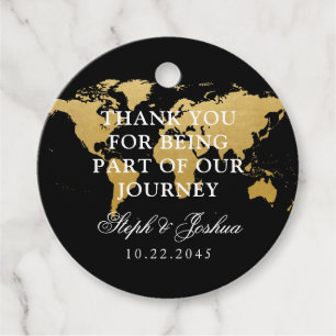 Étiquettes Cadeau Carte du monde Voyage Voyage thème Merci