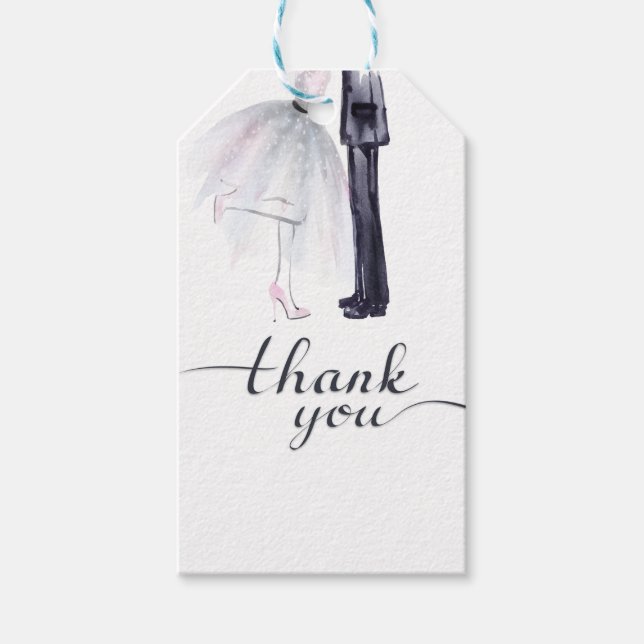 Étiquettes-cadeau Carte "Merci" de danse des mariés élégants (Devant)