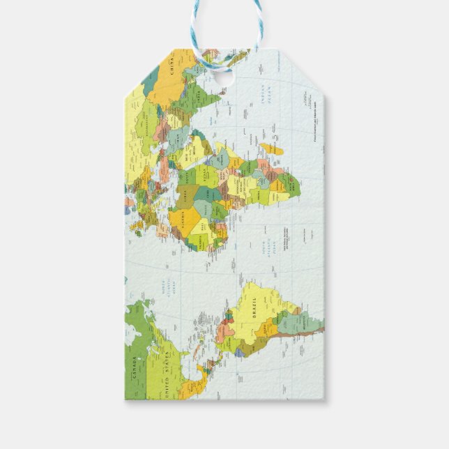 Étiquettes-cadeau Carte mondiale Globe Pays Atlas (Devant)