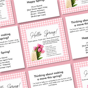 Étiquettes Cadeau Carte postale Bonjour Printemps Immobilier   Rose 