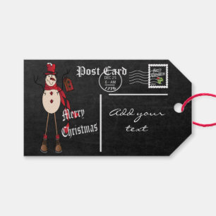 Étiquettes-cadeau Carte postale Stylisée Chalkboard Snowman