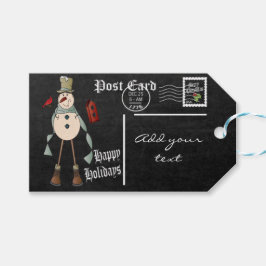 Étiquettes-cadeau Carte postale Stylisée Chalkboard Snowman | Noël